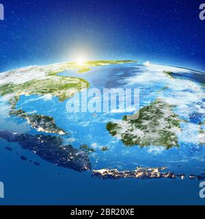 Indonesia Isole da spazio. Gli elementi di questa immagine fornita dalla NASA. Il rendering 3D Foto Stock