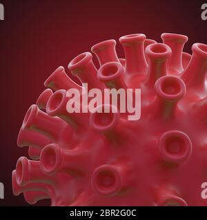 Cellule virali. Illustrazione 3d. Immagine astratta della cellula del virus dell'influenza COVID-19 al microscopio. Foto Stock