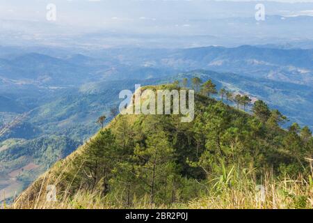 L'unità PHU Nom con paesaggio cielo di montagna di Phu Langka Parco Nazionale di Phayao Thailandia Zoom. L'unità PHU Langka parco nazionale Nord Phayao viaggi in Thailandia Foto Stock