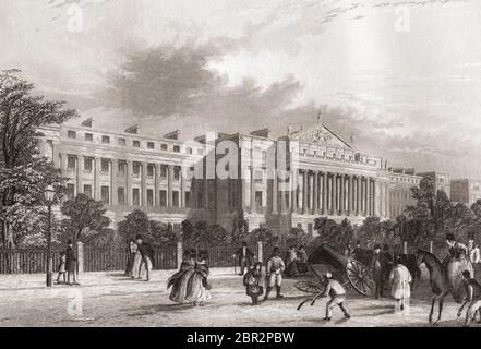 Cumberland Terrace, Regent's Park, Londra, Inghilterra, XIX secolo. Dalla storia di Londra: Illustrato dalle viste a Londra e a Westminster, pubblicato intorno al 1838. Foto Stock