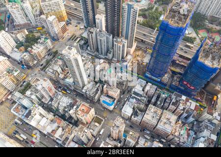 Sham Shui po, Hong Kong 19 marzo 2019: Vista dall'alto della città di Hong Kong Foto Stock