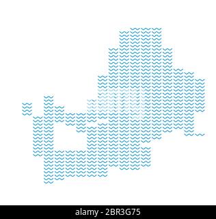 Lago tedesco Chiemsee: Semplice mappa blu con le onde Foto Stock