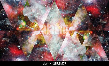 Universo, nebulosa galassia e la Geometria Sacra collage. Abstract lo spazio esterno. Gli elementi di questa immagine fornita dalla NASA. Foto Stock