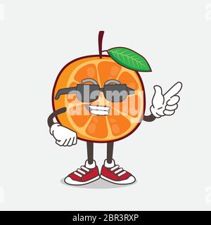 Un'illustrazione del carattere mascotte di cartone animato arancione che indossa i vetri neri Illustrazione Vettoriale