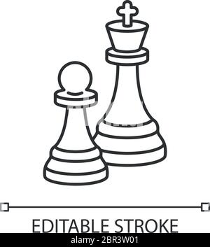 Icona lineare perfetta pixel scacchi Illustrazione Vettoriale