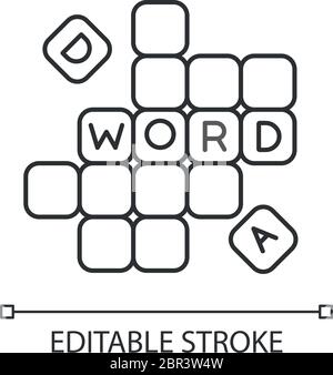 Icona lineare perfetta pixel di gioco di parole Illustrazione Vettoriale