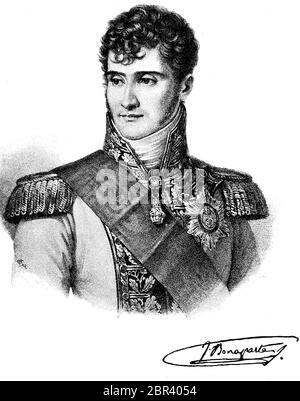 Girolamo Bonaparte, dal 15 novembre 1784 al 24 giugno 1860, Girolamo Buonaparte era il fratello più giovane di Napoleone Bonaparte. Dal 1807 al 1813, fu re del regno Westfalen, il suo nome reale ufficiale lì fu Girolamo Napoleone / Girolamo Bonaparte, 15. 1784 novembre - 24. Giugno 1860, Girolamo Buonaparte, guerra del jüngste Bruder Napoleon Bonaparte. Von 1807 bis 1813 war er König des Königreiches Westphalen, sein offizieller Königsname dort war Jerome Napoleon, Historisch, storico, digitale riproduzione migliorata di un originale del 19 ° secolo / digitale Reproduktion einer Originalvorlag Foto Stock