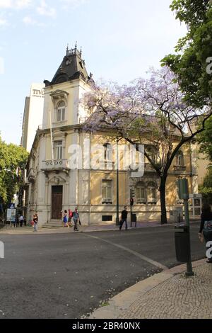 Avenida da Liberdade, Lisbona, Portogallo, 1 giugno 2012: Angolo di Rua Barata Salgueiro e Avenida da Liberdade a Lisbona. Foto Stock