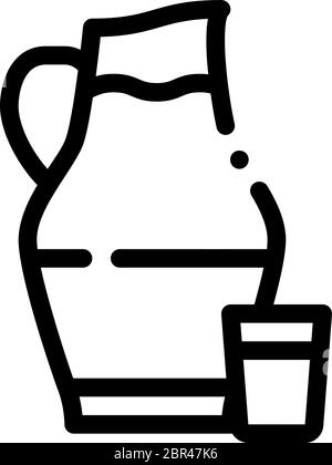 caraffa con latte e vetro icona illustrazione vettoriale Illustrazione Vettoriale