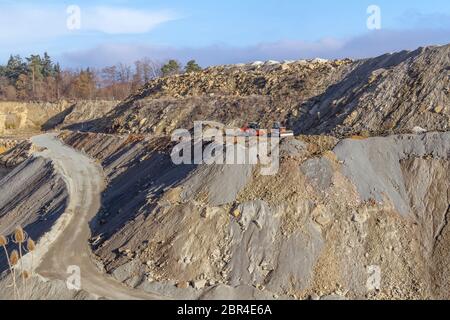 Bottino scenario di heap in corrispondenza di una cava in Germania meridionale Foto Stock