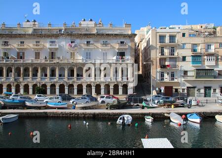 banchina e appartamenti a senglea (malta) Foto Stock