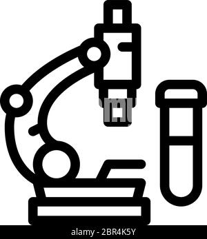 analisi del sangue al microscopio icona vettore illustrazione del contorno Illustrazione Vettoriale