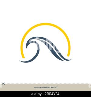 Disegno di illustrazione del modello del logo Swoosh Blue Wave Foto Stock