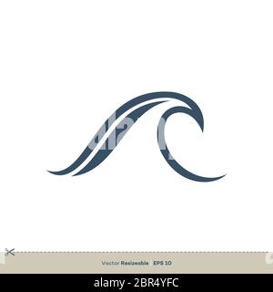 Disegno di illustrazione del modello del logo Swoosh Blue Wave Foto Stock