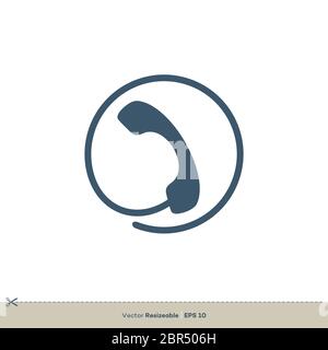 Icona del telefono modello di logo vettoriale disegno dell'illustrazione Foto Stock