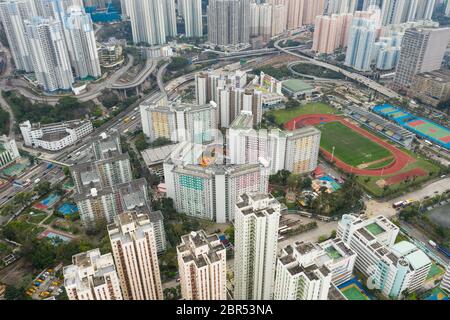 Choi Hung, Hong Kong 25 marzo 2019: Vista dall'alto della città di Hong Kong Foto Stock