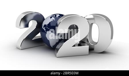 Nuovo anno 2020 (isolaten su sfondo bianco) Foto Stock