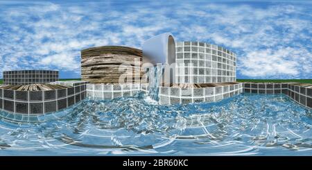 mappa hdri con piscina. illustrazione 3d Foto Stock