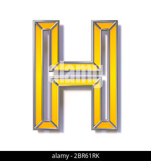 Arancione filo metallico font Letter H 3D rendering immagine isolata su sfondo bianco Foto Stock