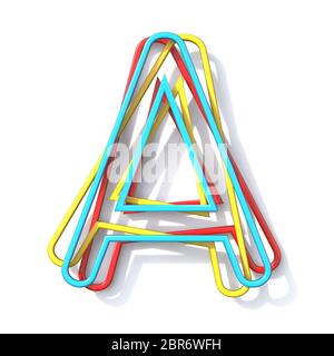 Tre colori di base filo font Letter un rendering 3D illustrazione isolati su sfondo bianco Foto Stock