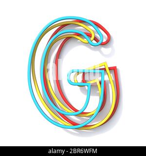 Tre colori di base filo font Letter G 3D rendering immagine isolata su sfondo bianco Foto Stock