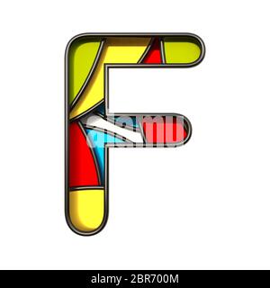 Più strati di colore font Letter F 3D rendering immagine isolata su sfondo bianco Foto Stock