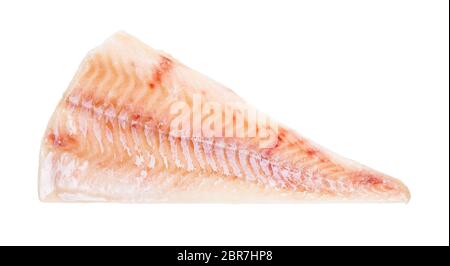 Materie congelati Filetto di merluzzo isolati su sfondo bianco Foto Stock