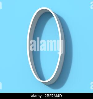 Font di linea con ombra numero 0 ZERO 3D rendering immagine su sfondo blu Foto Stock