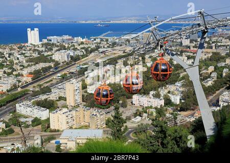 Funivia, Monte Carmel, Haifa, Israele Foto Stock