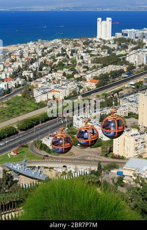 Funivia, Monte Carmel, Haifa, Israele Foto Stock
