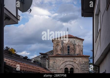 Cupola della Sveta Sofija vecchia chiesa a Ohrid Macedonia del nord Foto Stock