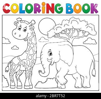 Libro da colorare natura africana argomento 8 - illustrazione dell'immagine. Foto Stock