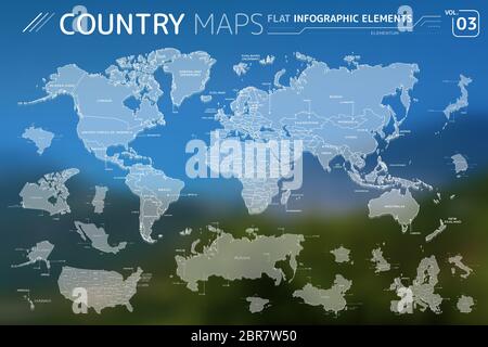 Appartamento di mappe vettoriali collezione con elementi infografico. Foto Stock