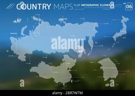 Appartamento di mappe vettoriali collezione con elementi infografico. Foto Stock