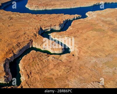 Vista aerea del Lago Powell in seno Glen Canyon National Park, Arizona, Stati Uniti d'America Foto Stock