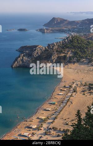 Tsambika beach - la più popolare destinazione turistica in Rodi Grecia Foto Stock