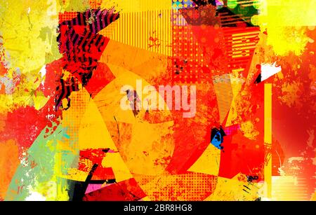 Texture di vernice astratta sfondo creato utilizzando diverse fotografie, scansioni e strati dipinti a mano, acrilici e oli. Arte, tempo libero, sottomultuito, ro Foto Stock