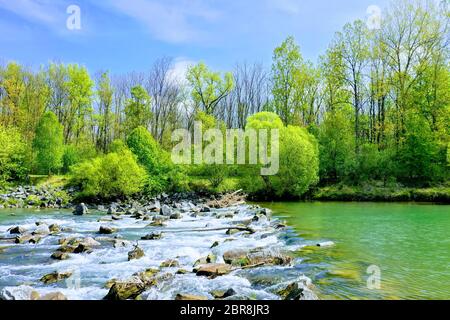 L'Iller un fiume in Baviera dal di sopra Foto Stock