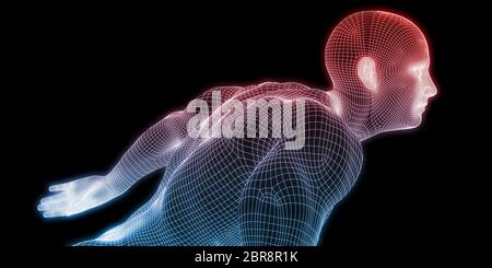 Il corpo umano visualizzazione digitale in esecuzione tecnica di marcia avanti Foto Stock