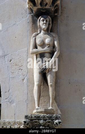 Statua di Eva, Cattedrale di Sibenik Foto Stock