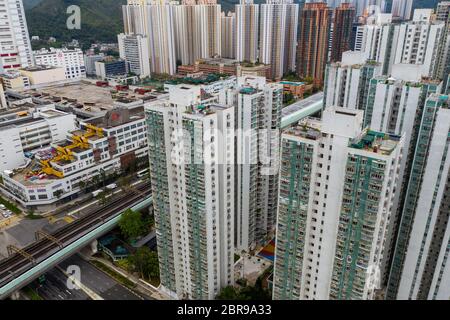 Sha Tin, Hong Kong 04 maggio 2019: Vista dall'alto dell'edificio di appartamenti di Hong Kong Foto Stock