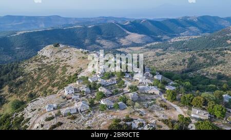 Vista aerea del villaggio di Kastro. Thassos Island, Grecia Foto Stock