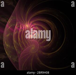 Immagine frattale a spirale rossa su sfondo scuro Foto Stock