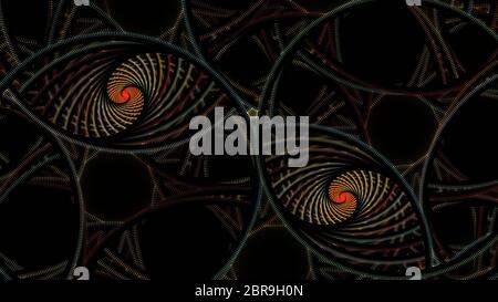 Immagine frattale a spirale rossa su sfondo scuro Foto Stock