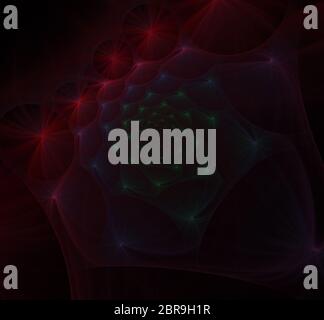 Immagine frattale a spirale rossa su sfondo scuro Foto Stock