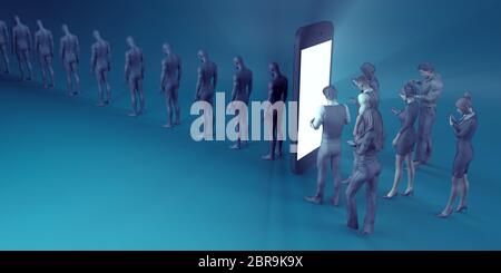 Gli zombie tecnologico con persone immerse nei loro telefoni cellulari Foto Stock
