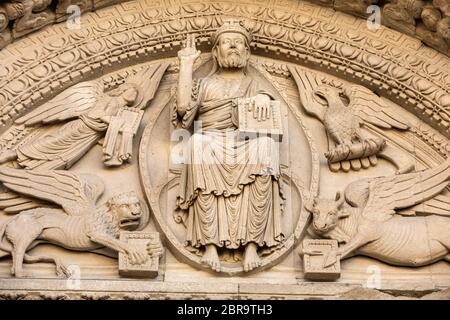 Dettagli del portale ovest Saint Trophime cattedrale in Arles, Francia. Bouches-du-Rhone, Francia Foto Stock