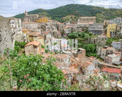 Vista aerea che mostra un comune in Sicilia denominato Castiglione di Sicilia Foto Stock