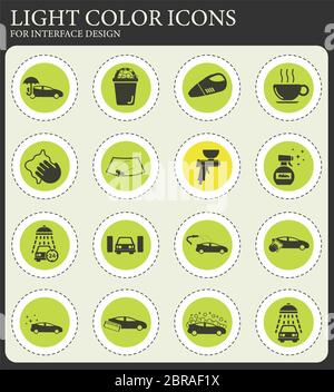 Lavaggio auto web icone per la progettazione di interfacce utente Foto Stock