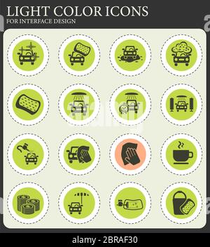 Servizio di lavaggio auto web icone per la progettazione di interfacce utente Foto Stock